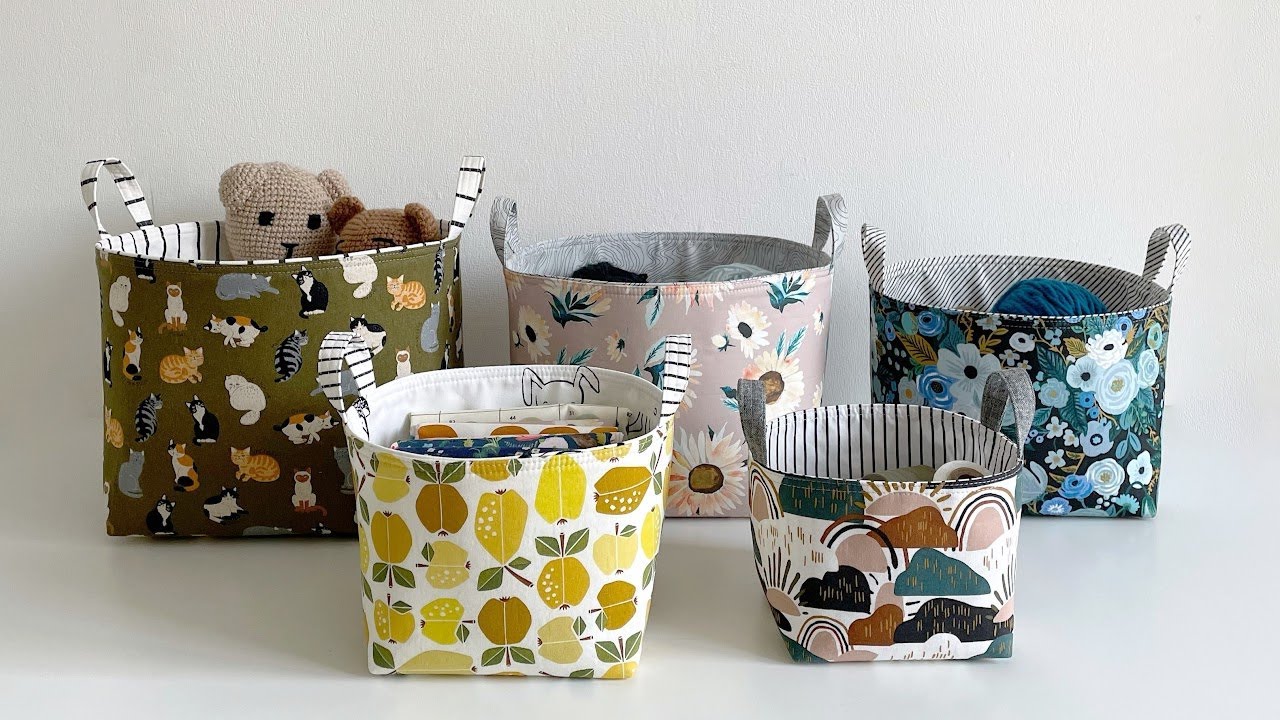 LAGOM STORAGE BINS ~ easy to sew fabric baskets, beginner friendly, five sizes, diy, learn to sew
