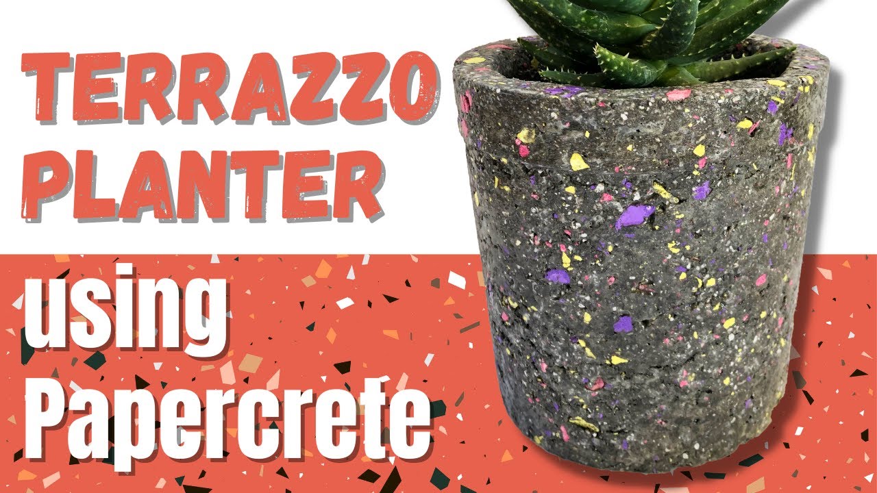 Terrazzo Style Planter Using Papercrete - Lightweight Cement Mixture - Diy Terrazzo Pots