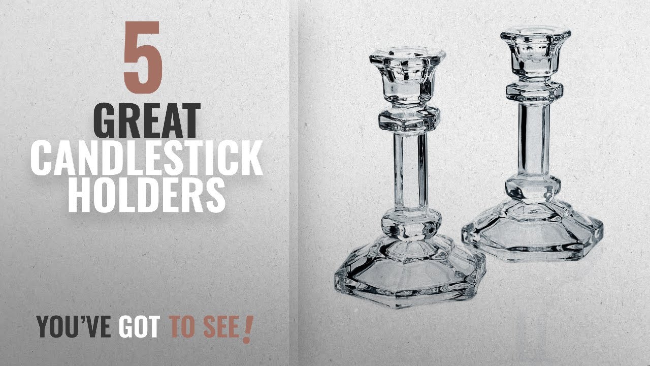 Top 10 Candlestick Holders [ Home Decor 2018 ]: James Scott Classical Crystal Candlestick Pair - Set