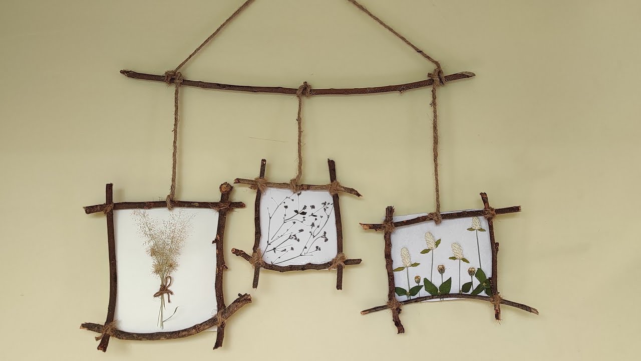 twig frames -twigs decor ideas -twigs frame -wall hangings -pressed flower art -photo frame - diy