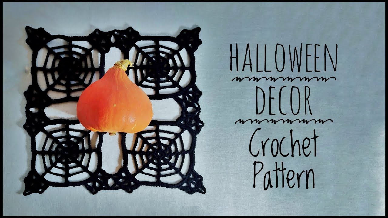 HALLOWEEN DECOR crochet cobweb doily pattern black tablecloth. Crochet motives.