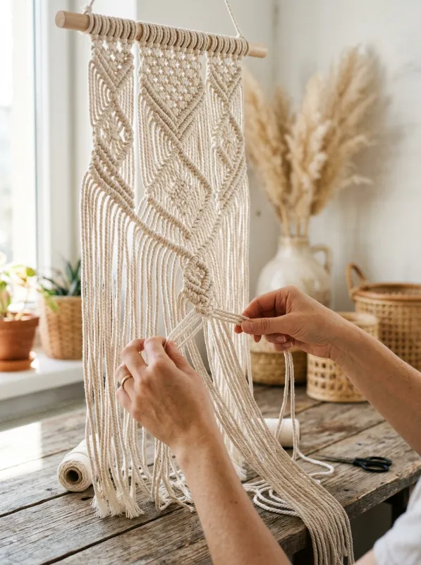 Adding Beautiful Fringe to Your Boho Macrame Curtain