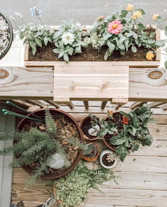 Colorful Rail-Hung Planters