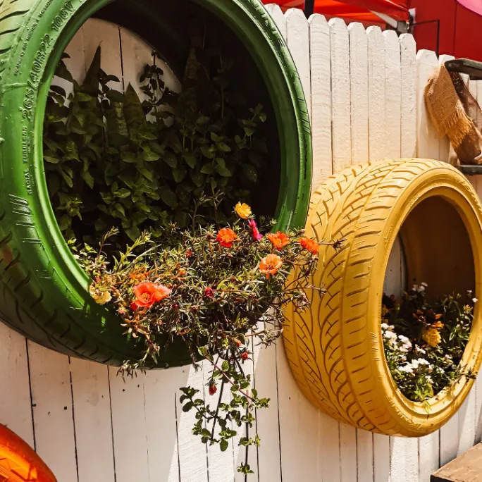 Colorful Tire Planters