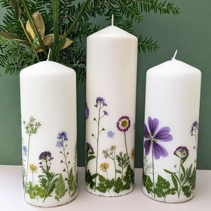 Pressed Flower Candle Holders