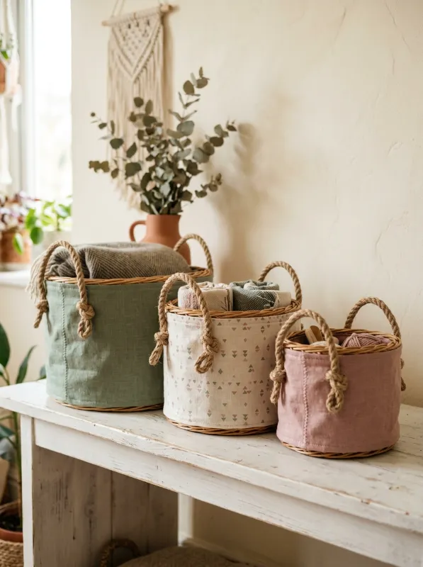 Project 3: Fabric Wrapped Storage Baskets