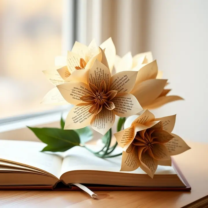 Sophisticated Book Page Flowers