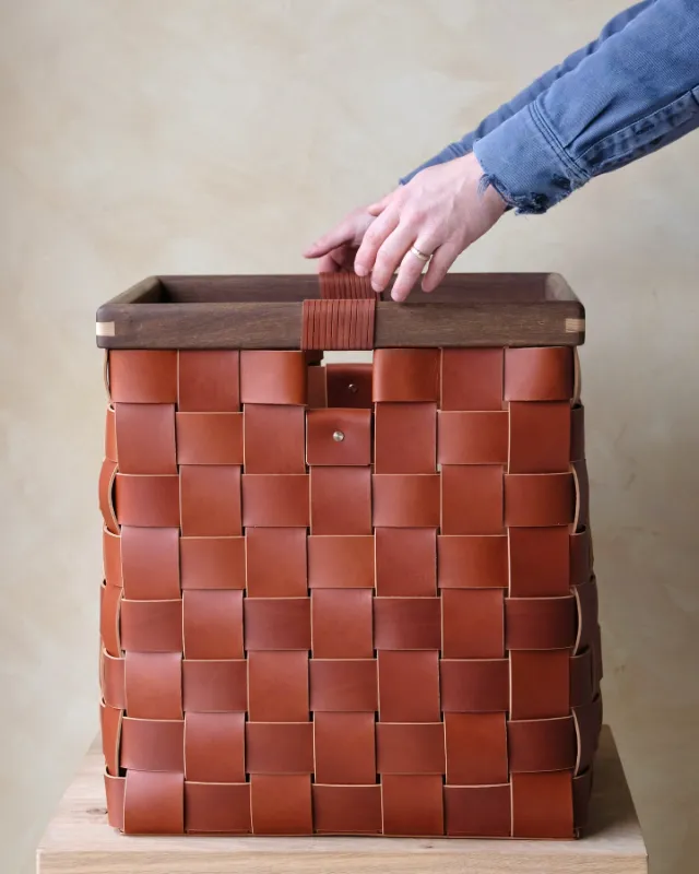 Woven Leather Basket