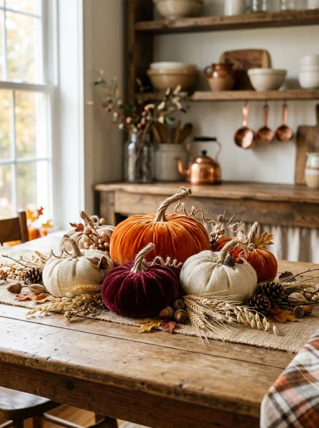 2. Fabric Pumpkin Centerpieces
