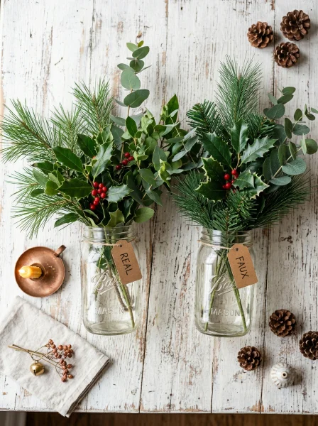 Faux vs Real Greenery for DIY Christmas Decor: Side-by-Side Comparison Faux vs Real Greenery for DIY Christmas Decor: Side-by-Side Comparison