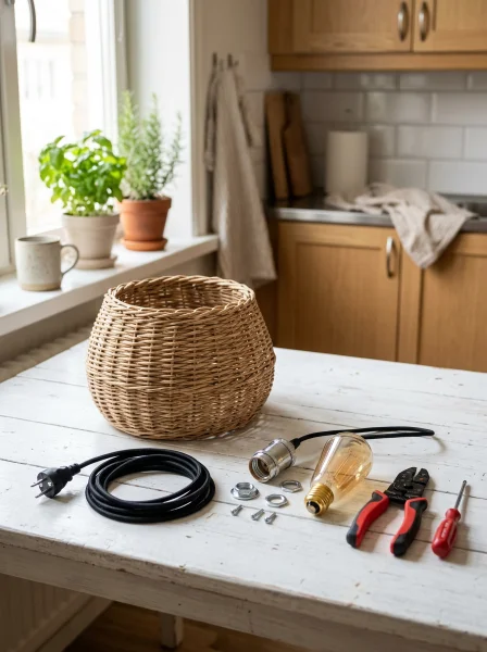 Materials You'll Need to Make a DIY Pendant Light From a Wicker Basket