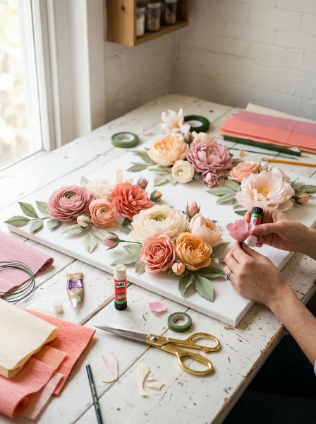 Step-by-Step: How to Make a Simple Paper Flower Wall Panel Step-by-Step: How to Make a Simple Paper Flower Wall Panel