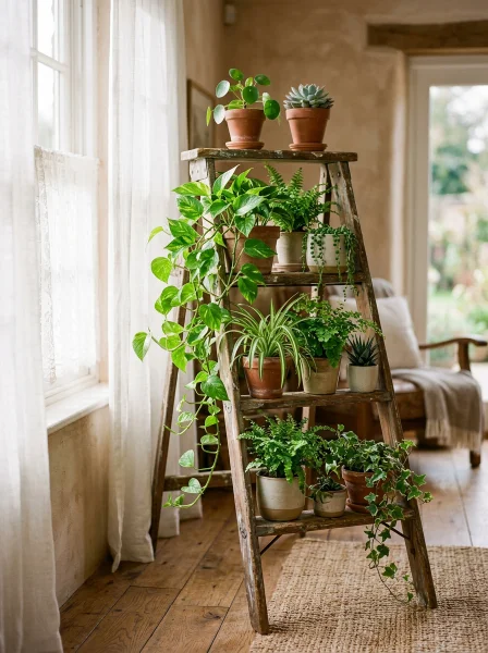 4. Upcycled Ladder Plant Stand 4. Upcycled Ladder Plant Stand
